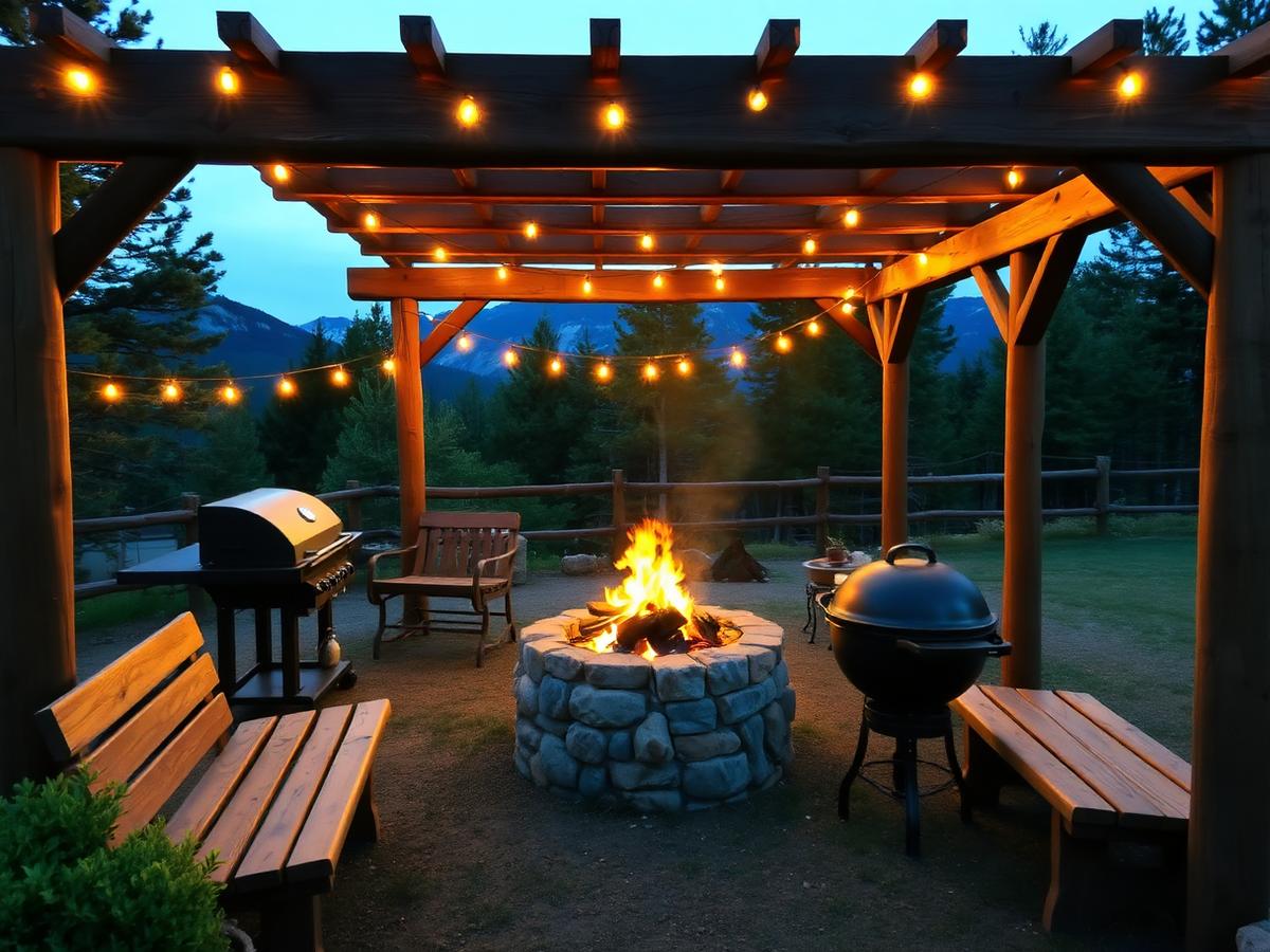 Pergola s ohništěm